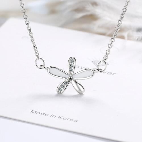 Female Zircon Flower Pendants And Necklaces For Women 925 Sterling Silver Lucky Wedding Party Jewelry Gift Free Shipping GaaBou