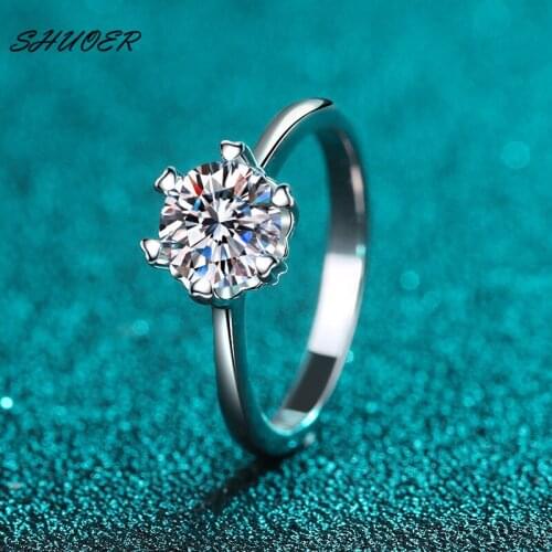 Women Classic 925 Sterling Silver 2 Carat Pass Diamond Tester Brilliant Cut D Color Moissanite Engagement Ring Female Jewelry