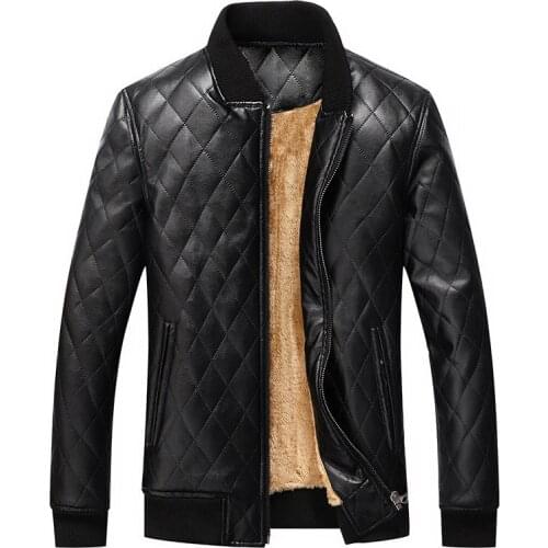Winter Mens Leather Jackets Thermal Thick PU Coat Male Fleece Jacket Motorcycle Outwear Mens Brand Clothing SA559