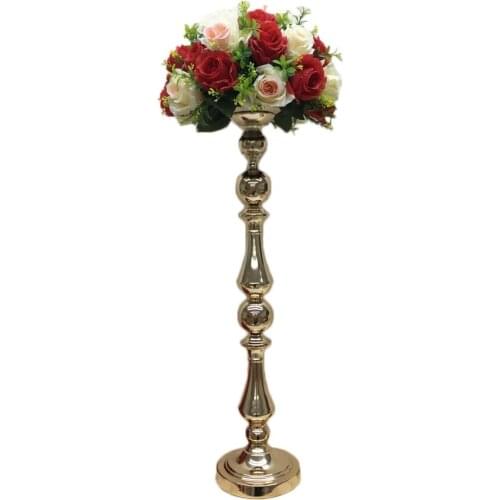 10 PCS/LOT 71CM/28" Flower Vase Gold Candle Holder Candlestick Wedding Table Decoration Centerpieces Flower Rack Road Lead