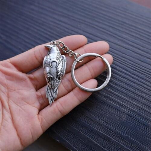 12pcs Crescent Moon Odin Raven Keychain Wicca Bird Gothic Viking Jewelry