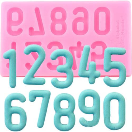 3D Numbers Silicone Molds DIY Baby Birthday Cupcake Topper Fondant Cake Decorating Tools Candy Polymer Clay Chocolate Moulds