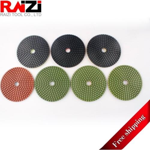Raizi 7 Pcs Best Granite Polishing Pads Set Diamond Wet Polishing Disc For Granite Quartz Engineered Stone(Free Shipping)