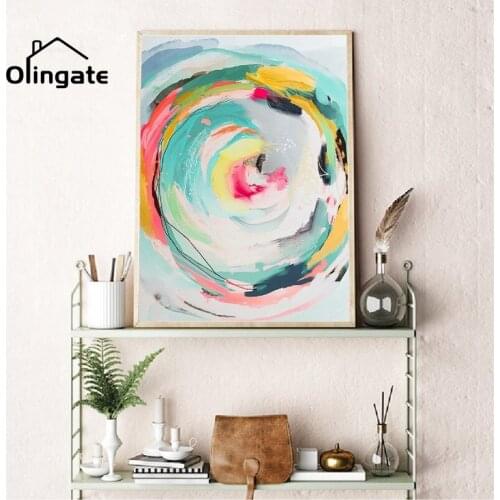 Abstract Colorful Circle Canvas Poster Simple Artwork Wall Picture Print One Piece Canvas Painting Home Decor for Living Room