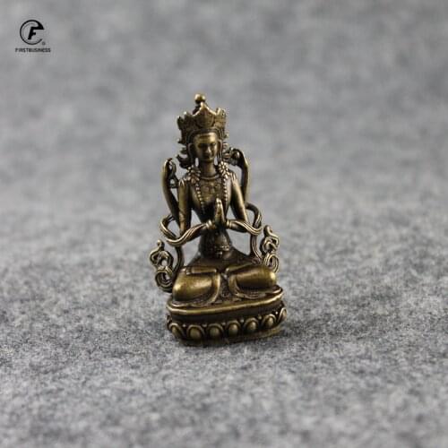 Antique Copper Thailand Buddha Statue Home Decor Accessories for Living Room Small Ornaments Office Desk Miniature Figurines