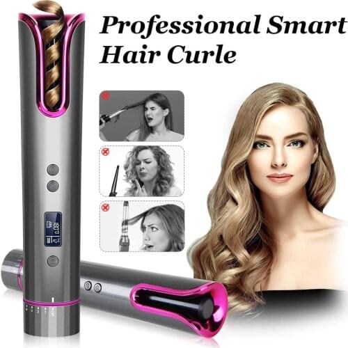 Automatic Curling Iron Wand with Rotating Barrel Curling Wand with Dual Voltage Beach Waves Curl and Spin Iron Fast Heating Iron