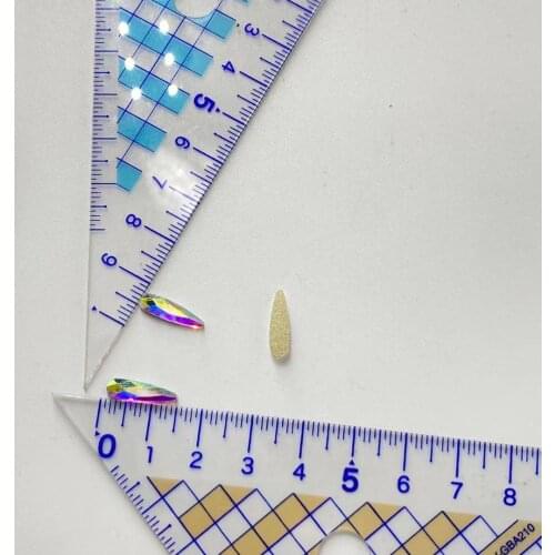 Free Shipping 4x14mm Raindrop Shape Crystal AB Nail Decoration Art Rhinestone Non Hot Fix Glue On Flat Back Stones