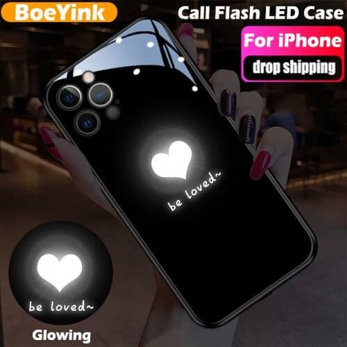LED Phone Case Call Light Flash UP Phone Case For iPhone 12 11 Pro XS Max Mini XR X 6 7 8 Plus SE 2020 Cover Luminous Phone Case