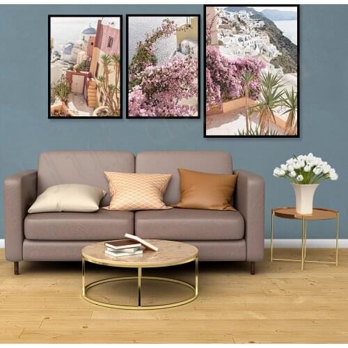 Digital prints of Santorini Greek Island | Terracotta | Greece poster | Flowers |modern wall art| instant download | Architectur