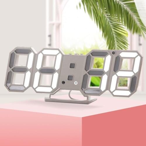 Digital 3D LED Alarm Clock Electronic Desk Table Clocks with Large Temperature for Home Living Room Decor Wall Hanging Clock