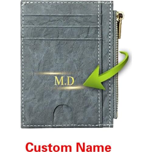 Custom Name Zipper Card Holder Personalized Wallet Women Men Mini Coin Purse Thin Id Credit Card Money Holder For Festival Gift