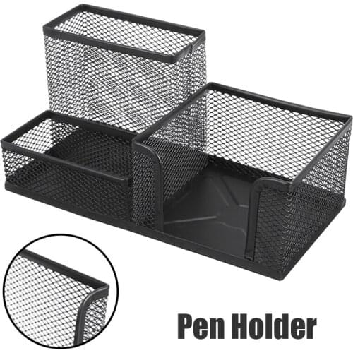Pen Holder Office Desk Tidy Pencils Organiser Container Metal Mesh Pencil Pen Stand Holders Stationery Office School Supplies