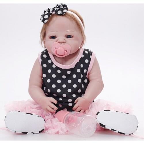55cm Full Silicone Reborn Baby Doll Toy Vinyl Newborn Babies Girl Bonecas Bebe Doll lovely Bathe Toy Play House Toy Fashion Gift