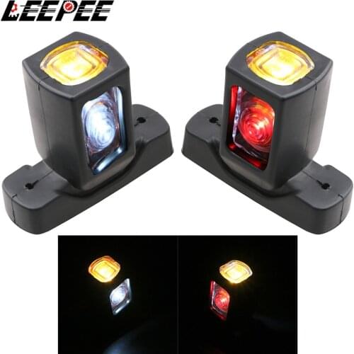 LEEPEE 1 Pair 10-30v Truck Side Lamp 3 Faces Red Amber White Color Lighting 4 LED Marker Side Light For Trailer Truck Van Lorry