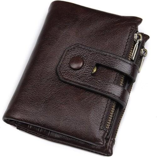 Genuine Leather Men Wallets Coin Pocket Zipper Real Mens Leather Wallet with Coin High Quality Male Purse 8442C