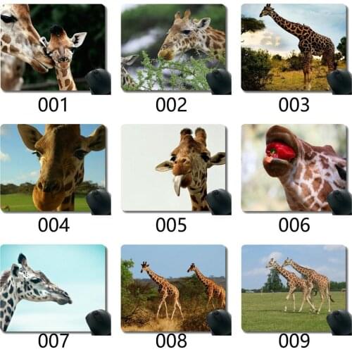 Rectangle Mouse Pad,Bathing animal giraffe Rubber Mousepad Stitched Edges