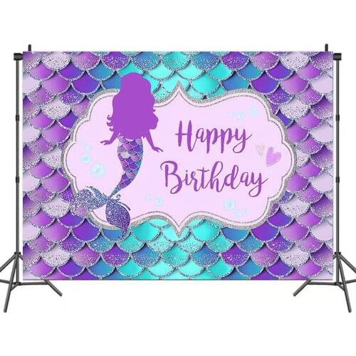 Multicolored and Glittering Mermind Backdrops Photo Background House Decorations for Birthday Party Photography Props