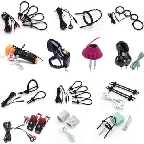 Adjustable Electro Shock Penis Rings Masturbation Electric Stimulation Cock Ring Massage Medical Themed Sex Toys For Men