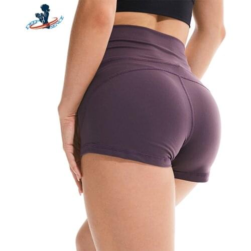 DEEPSENCE Sexy Athletic Yoga Solid Shorts Push Up For Female Soft Nylon High Waist Women Gym Sports Workout Running Breathable