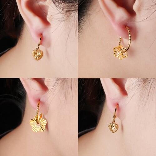 Cring Coco 24k Gold Earrings African Vintage Designer Heart Jewelry Dangle Earrings Accessories Earring for Women Christmas Gift