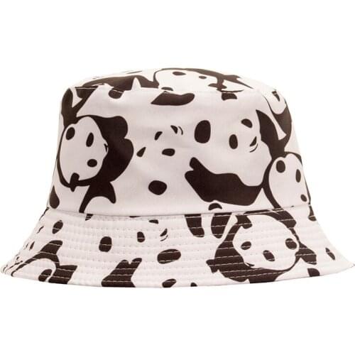 Cow hat two-faced fisherman hat man popular logo basin hat Korean spring/summer fashion versatile sun hat male panda hat
