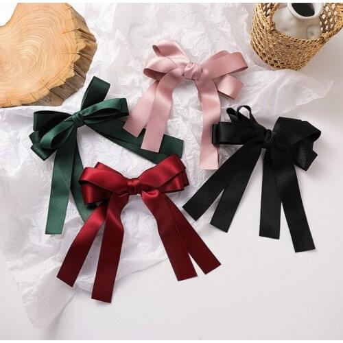 Lovely Ribbon Bowknot Hair Clip Hair Grips Hair Accessories For Women Girls Fashion Cute Christmas Headwear Red Green Pink MS95