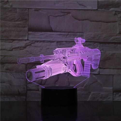 Sniper Rifle Night Light LED Acrylic 3D IllusionNightlight Room Table Lamp Kids Boys Gift APP Control Home Party Gaming Decor