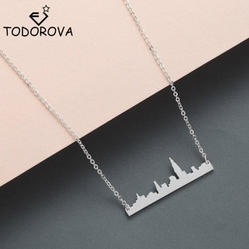 Todorova Unique New York City Skyline Cityscape Stainless Steel Necklace for Women Jewelry Bird Animal Necklace Pendant Collares