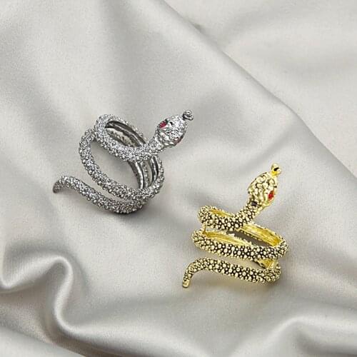 U-Magical Gothic Twist Rope Multi-layer Snake Ring for Women Street Style Gold Silver Color Metallic Animal Open Ring Jewelry