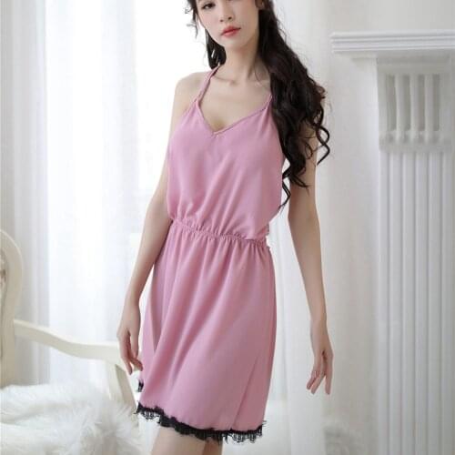Women Lace Nighty Dress Satin Sleepshirts Silk Nightwear Lingerie Slim Nightgowns Sexy Hot Erotic Homewear Suit Elegant