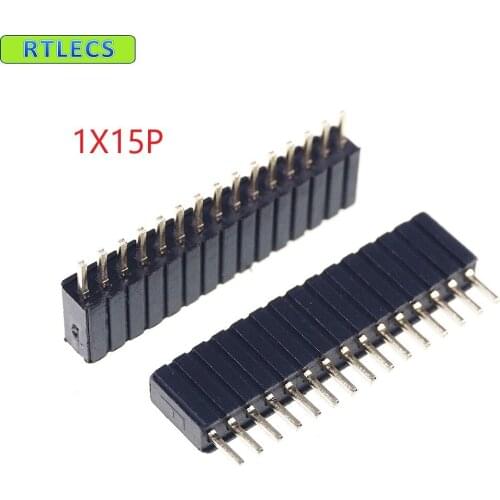 1000pcs 1x15 P 15 pin 1.27mm Pitch Pin Header Female single row straight through hole DIP Rohs Lead free