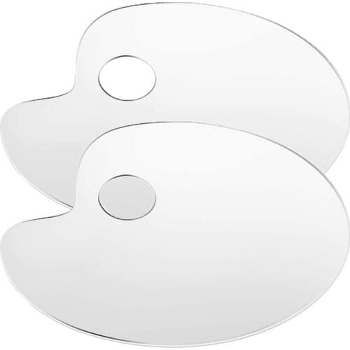 2Pcs Acrylic Artist Paint Palette 11.8 x 7.9 Inch Clear Oval Paint Palette Easy Clean Art Paint Pallet