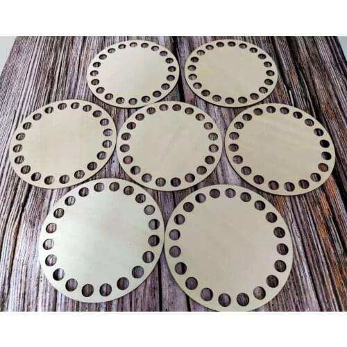 20pcs Big Hole Wooden Base For DIY Wood Hook Holder Pen Holder Crochet Basket With Yarn