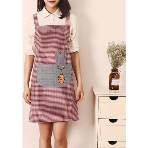 2021 Apron Skin-friendly Fadeless Cute Pattern Stain Resistant Cooking Bib for Dishwashing Kitchen Household Oil-proof Apron
