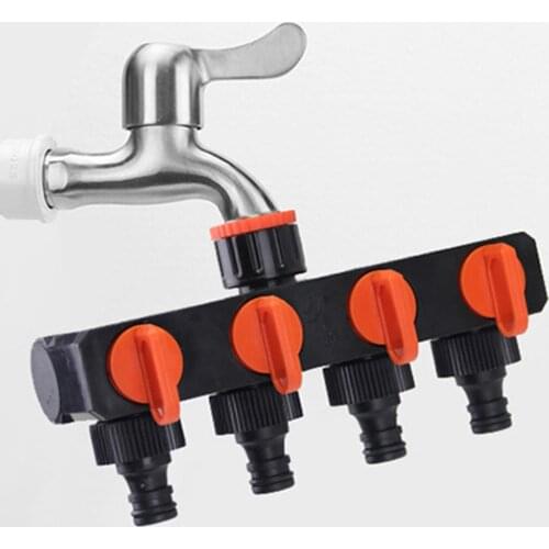 4 Way Tap Connector Garden Manifold Hose Pipe Splitter Irrigation Adapter Water Faucet Quick Thread Adaptor Plant Garden Tools