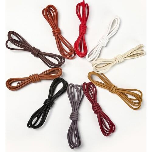 50 Pairs/Lot Leather Round Shoelaces Cotton Waxed Shoelaces Boot laces Waterproof Shoelace for Shoes Strings