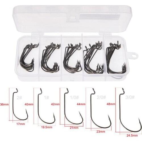 50pcs/lot High-carbon steel fishing hooks crank hook lure Worm Pesca for Soft Bait Tackle high quality accessories boxed set