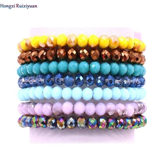 6mm crystal bracelet handmade beaded ladies bracelet fashion quality 19 color crystal beads charm bracelet friendship jewelry