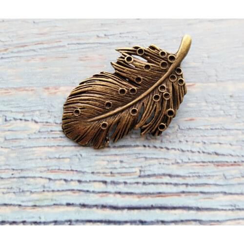 6pcs/lot One-Hole Leaf Buttons Sewing-On Antique Brass Buttons For Clothes Bag Fashion Craft For DIY Decoration 48*29mm