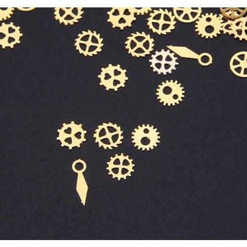60Pcs Mixed Steampunk Cogs Gears Clock Hand Charm UV Frame Resin Jewelry Filling A0KD