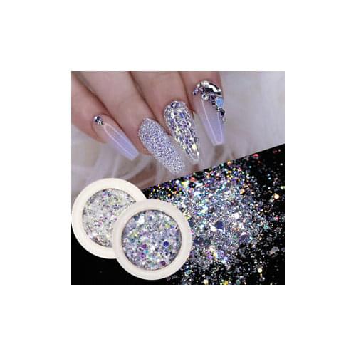 8 Box Nail Mermaid Glitter Flakes Sparkly 3d Hexagon Sequins 12 Grids Laser Silver Nail Decals Manicure Nails Art Decorations