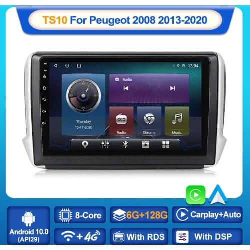 MEKEDE TS10 Car Radio with screen Multimedia Video Player For Peugeot 208 2008 2013-2020 Android Auto CarPlay 2 din DVD WIFI BT