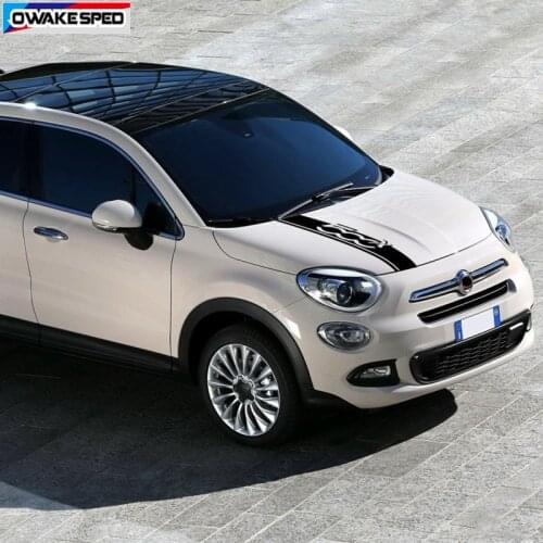 Car Hood Bonnet Sport Sticker For-Fiat 500X Auto Engine Cover Stripes Auto Body Decor Vinyl Decal Exterior Accessories