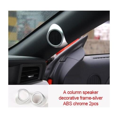 For Ford Mustang 2015-2020 red ABS chrome carbon fiber A column speaker decorative frame silver 2pcs