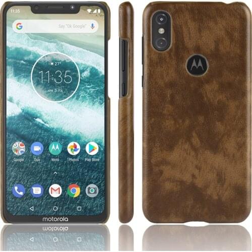 For Motorola One Case 5.9"Retro PU Leather Litchi pattern Skin PC Hard Protective Cover For Motorola Moto One Phone Fitted Case