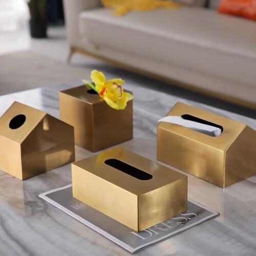 European Geometric Metal Tissue Box Dining Table Removable Tissue Box Golden Animal Storage Container Kitchen Accessories Modern