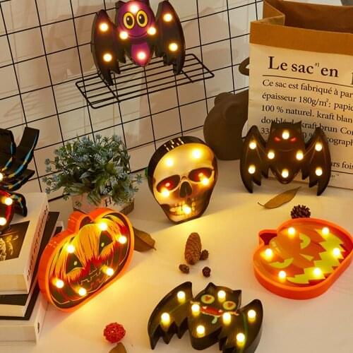 Night Lights Spider Bat Pumpkin Skeleton Table Lamp for Bedroom Halloween Outdoor Decoration Lighting