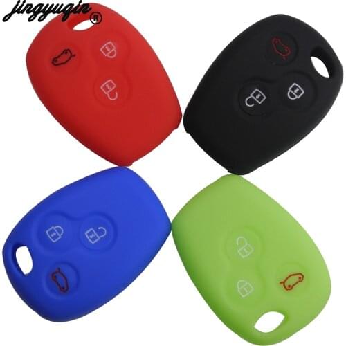 Jingyuqin 3 Buttons Silicone Car Key Case Holder Shell Protect Cover For Renault Clio Trafic Master Kangoo