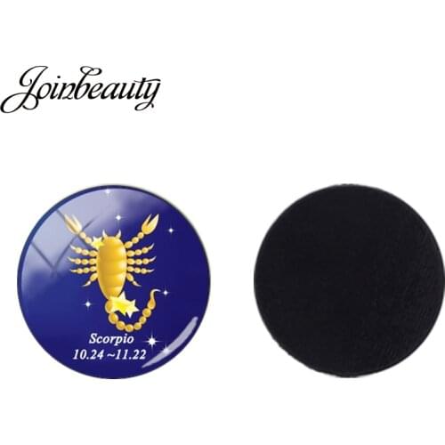 JOINBEAUTY 12 Zodiac Glass Fridge Magnets Leo Scorpio Capricorn Refrigerator Magnets Glass Cabochon Stickers Jewelry Accessories
