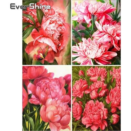 EverShine Full Drill Diamond Painting Flower DIY Diamond Embroidery Peony Rhinestones Picture Mosaic Cross Stitch Handmade Gift
